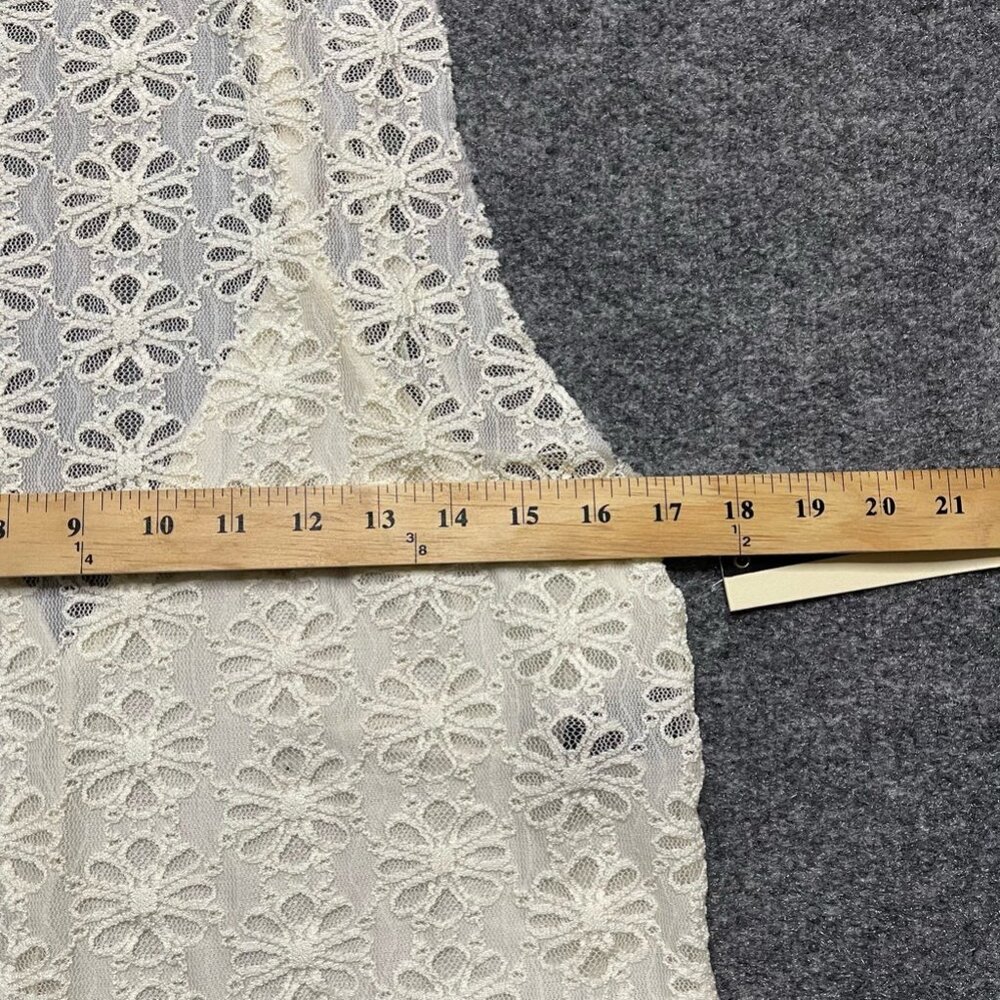 Fifty Street Women Tank Top Ivory Floral Lace Sleeveless Strappy Racerback M New - Picture 6 of 10